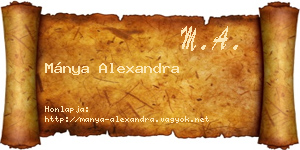 Mánya Alexandra névjegykártya
